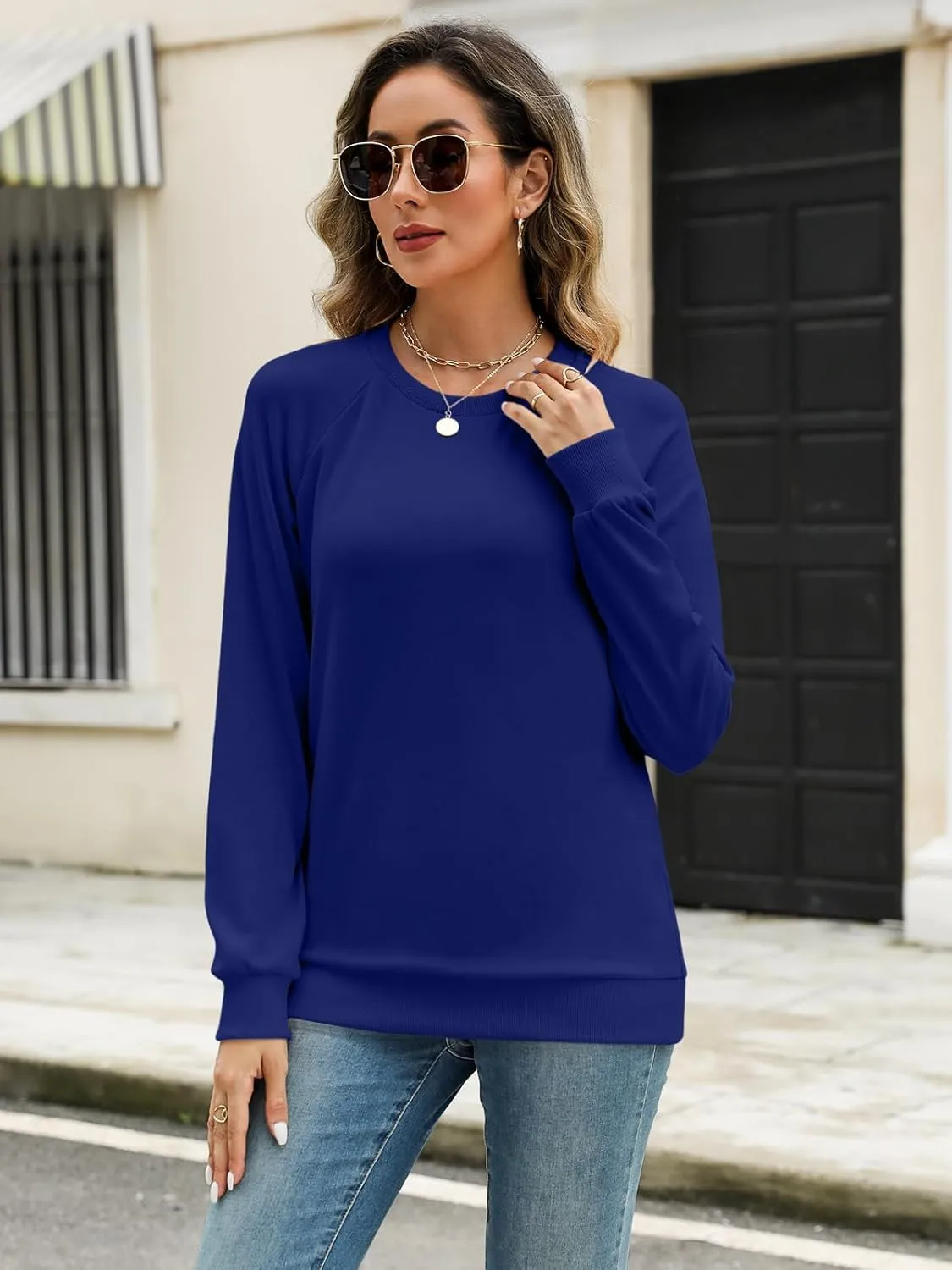TICTICMIMI Women's Crewneck Sweatshirts Lightweight Long Sleeve Tunic Tops Cute Pullover Shirts
