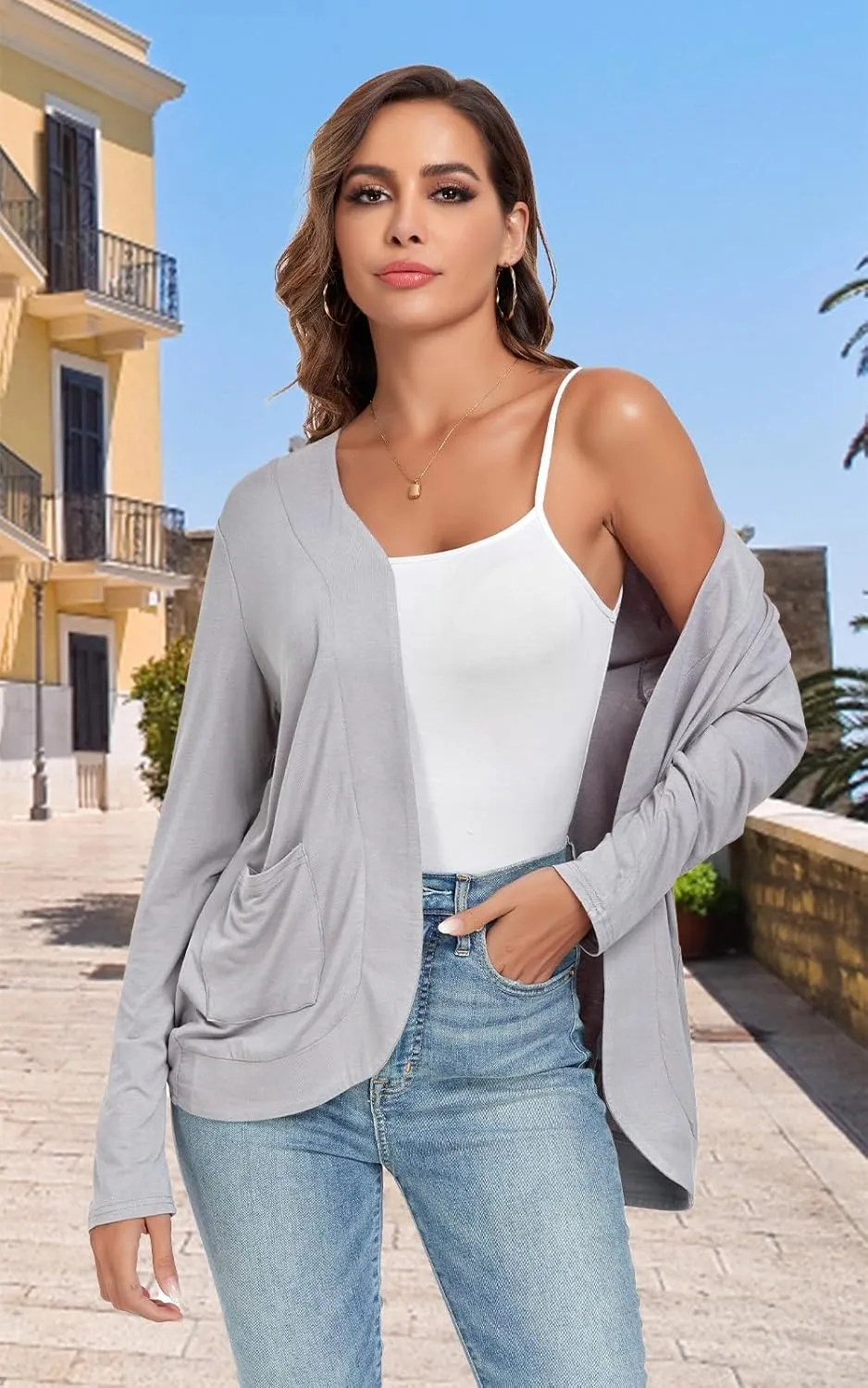 TownCat Women??s Lightweight Cardigan with Pockets Long Sleeve Open Front Cardigan for Women