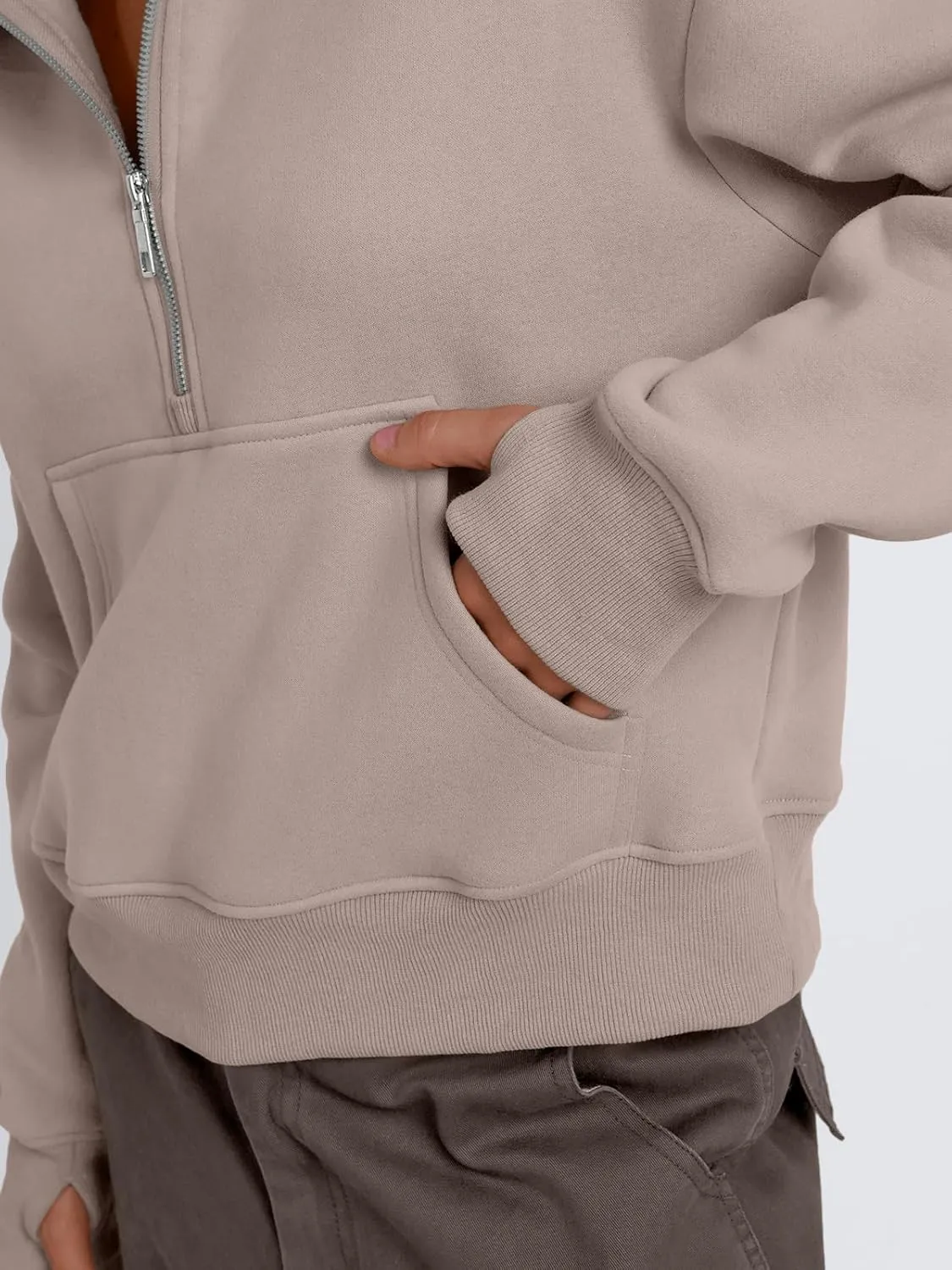 Trendy Queen Womens Sweatshirts Quarter Zip Pullover Oversized Cropped Sweater Fall Winter Hoodies
