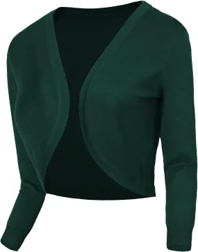 Urban CoCo Women's Cropped Cardigan V-Neck Button Down Knitted Sweater 3/4 Sleeve