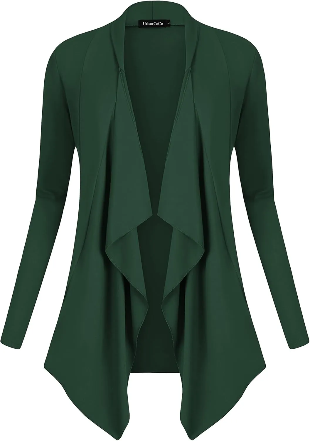 Urban CoCo Women's Drape Front Open Cardigan Long Sleeve Irregular Hem