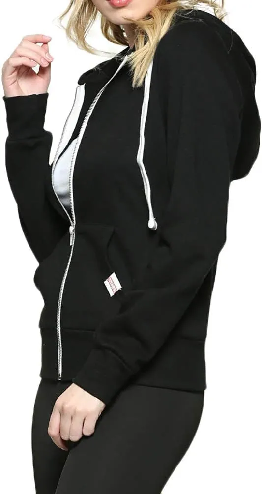 Urban Look Womens Active Long Sleeve Fleece Zip Up Hoodie with Plus Size