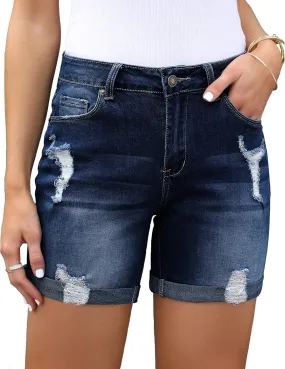 Utyful Jean Shorts Womens High Waisted Casual Summer Ripped Denim Shorts Stretchy Jean Shorts