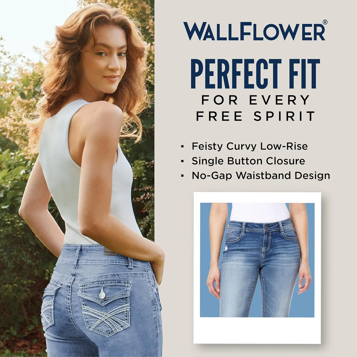 WallFlower Women's Feisty Curvy Skinny Low Rise Insta Stretch Juniors Jeans