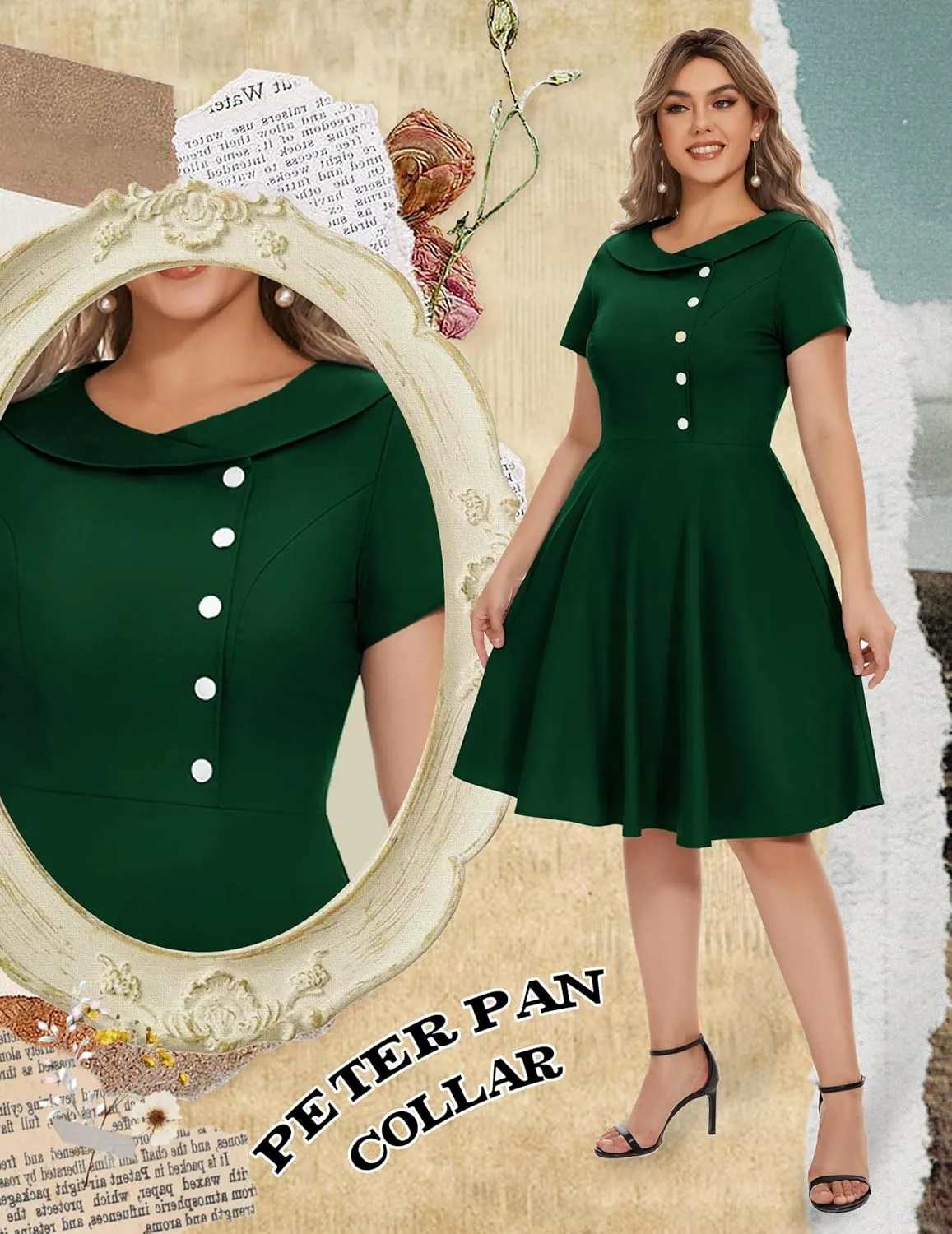 Wedtrend Women's 1950s Vintage Audrey Hepburn Style Cocktail Swing Dresses