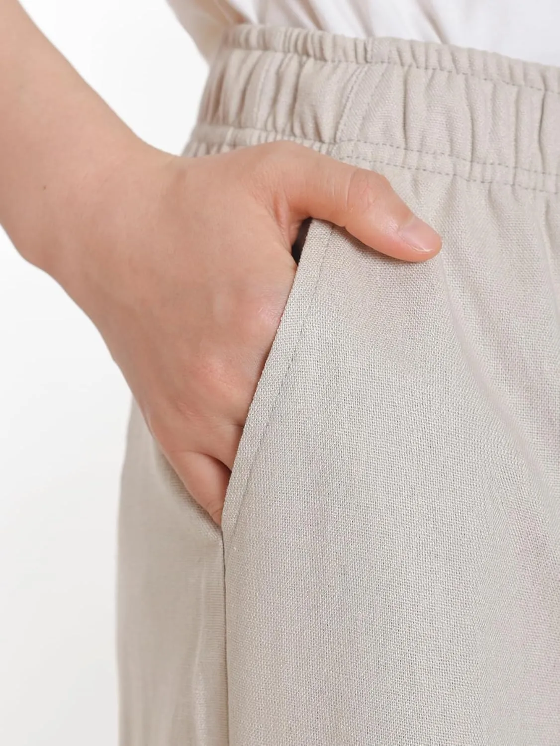Weintee Women's Petite Linen Pants Barrel Leg