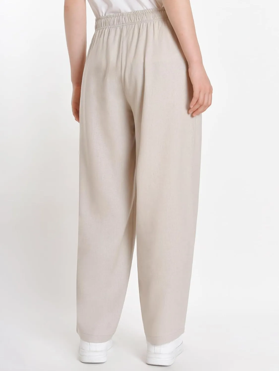Weintee Women's Petite Linen Pants Barrel Leg