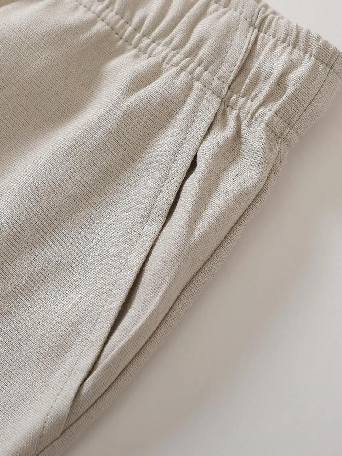Weintee Women's Petite Linen Pants Barrel Leg