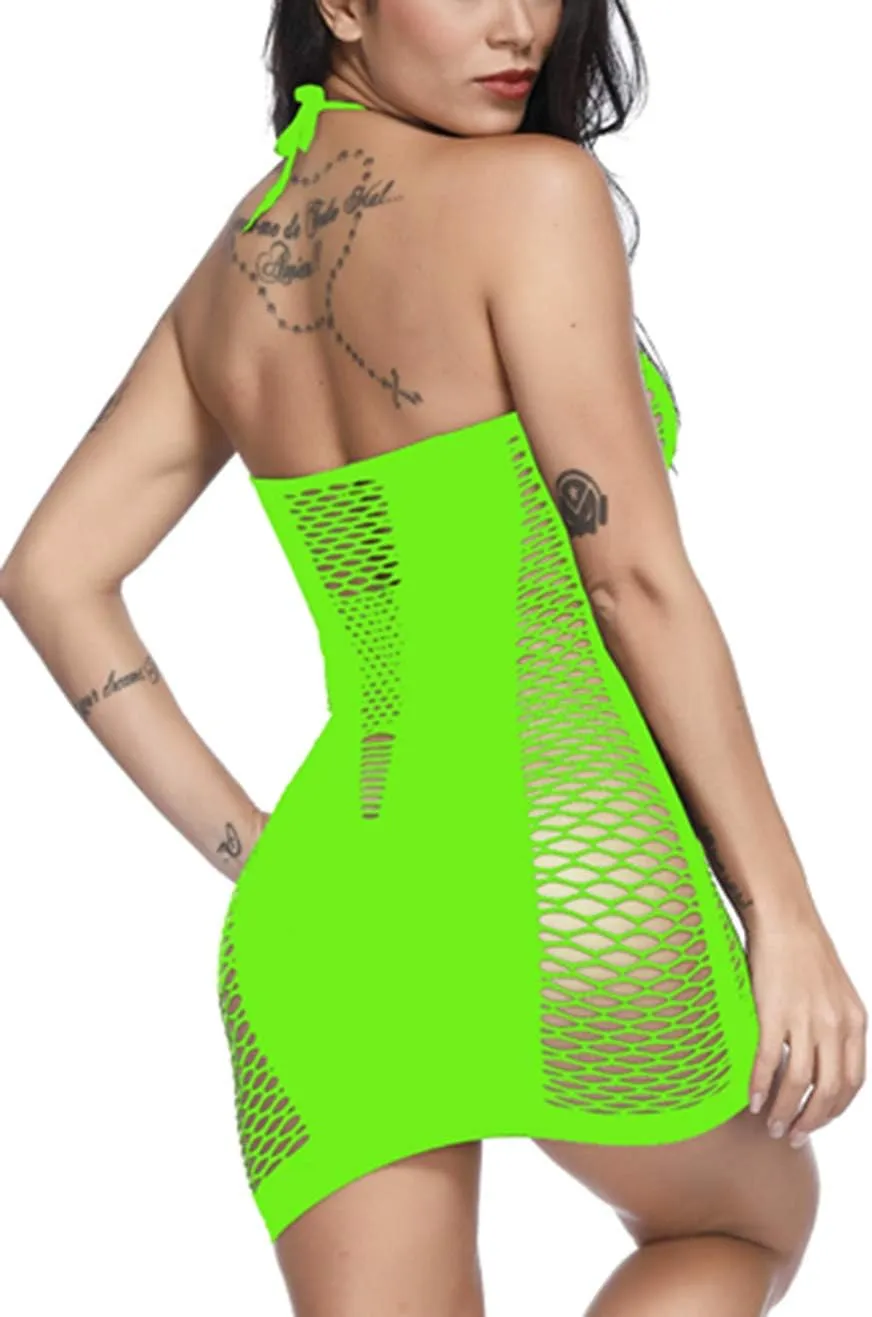 Women Sexy Lingerie Fishnet Babydoll Mesh Mini Dress Chemise