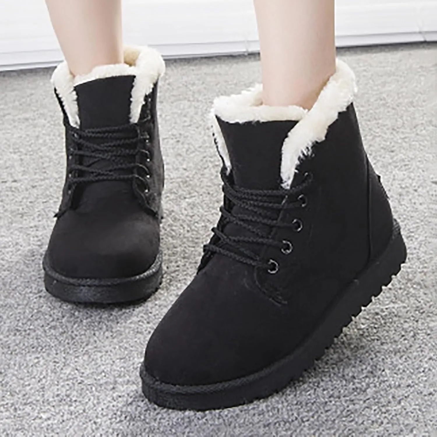 Womens Ankle Boots Snow Boots for Women Short Leather Boots Stacked Heel Womens Fahsion Boots Comfortable Womens Boot