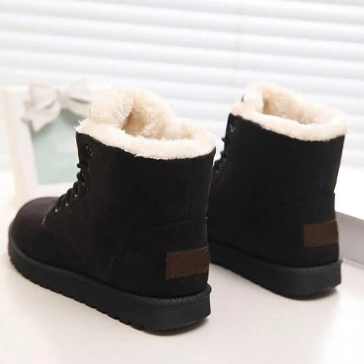 Womens Ankle Boots Snow Boots for Women Short Leather Boots Stacked Heel Womens Fahsion Boots Comfortable Womens Boot