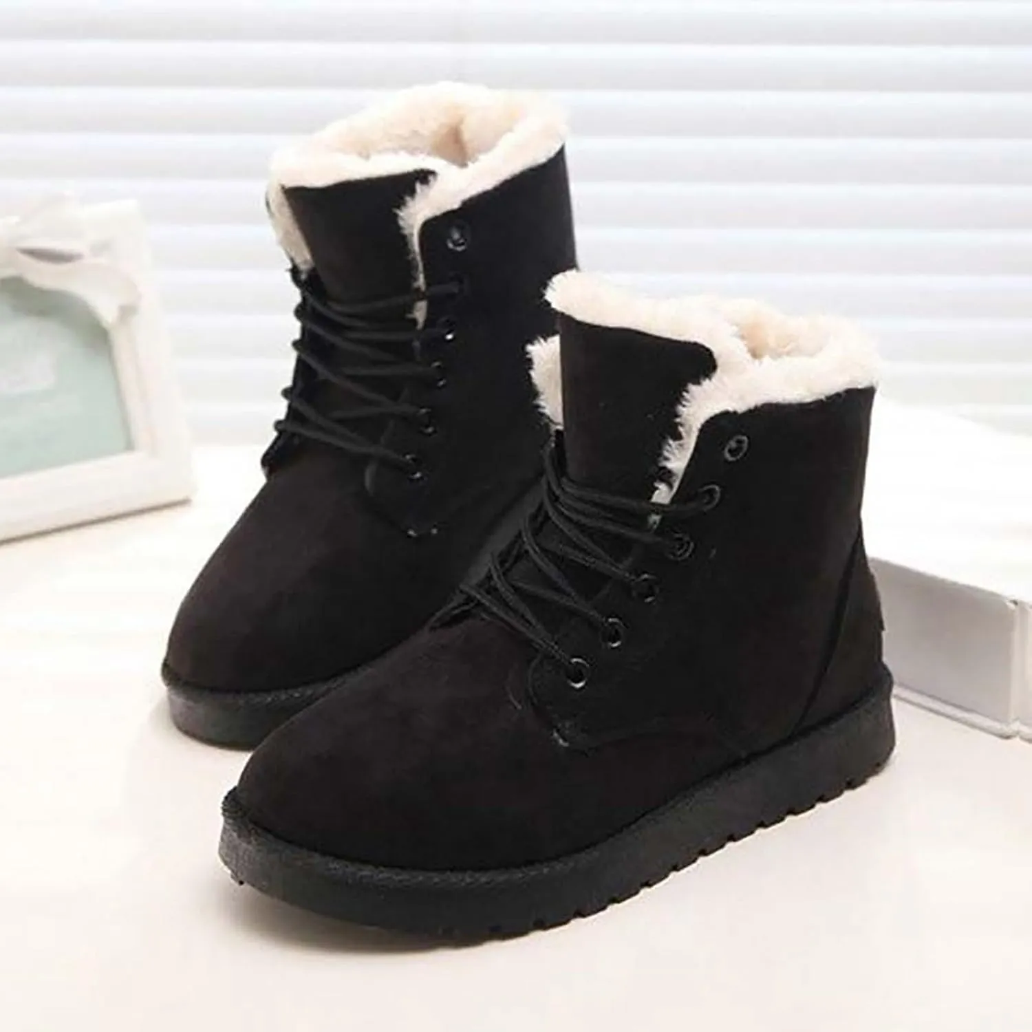 Womens Ankle Boots Snow Boots for Women Short Leather Boots Stacked Heel Womens Fahsion Boots Comfortable Womens Boot