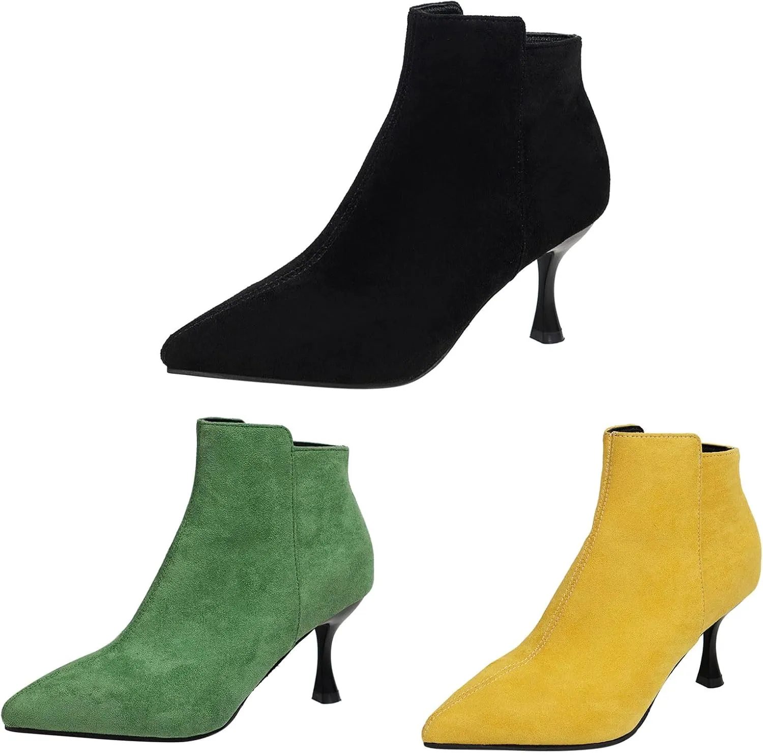 Womens Ankle Boots Womens Fall Boots Ladies Fashion Retro Suede Pointed Toe Side Zipper Slim Stiletto Heel Ankle Boot