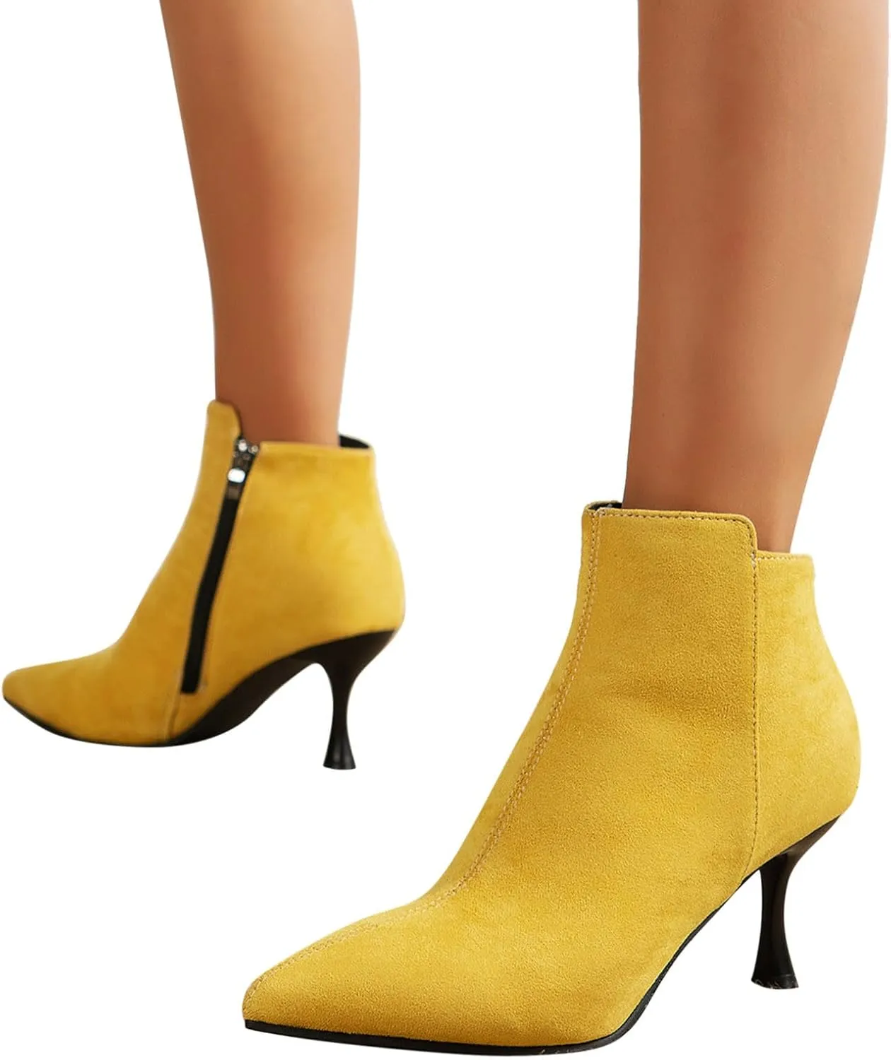 Womens Ankle Boots Womens Fall Boots Ladies Fashion Retro Suede Pointed Toe Side Zipper Slim Stiletto Heel Ankle Boot