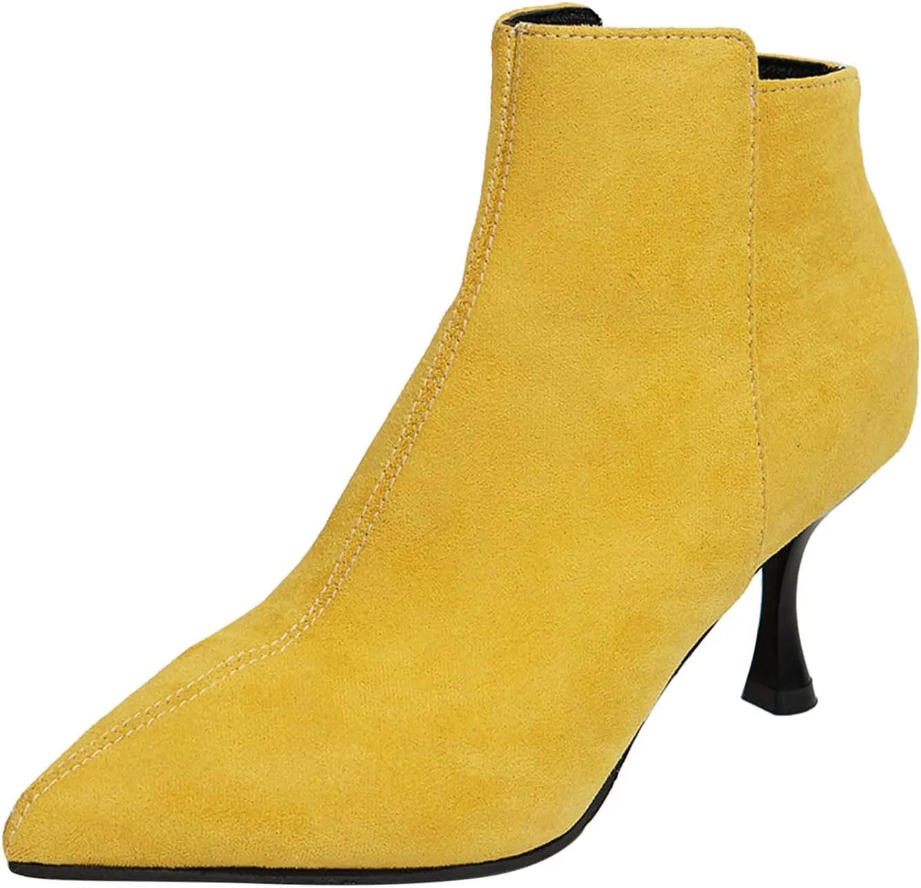 Womens Ankle Boots Womens Fall Boots Ladies Fashion Retro Suede Pointed Toe Side Zipper Slim Stiletto Heel Ankle Boot