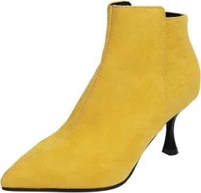 Womens Ankle Boots Womens Fall Boots Ladies Fashion Retro Suede Pointed Toe Side Zipper Slim Stiletto Heel Ankle Boot