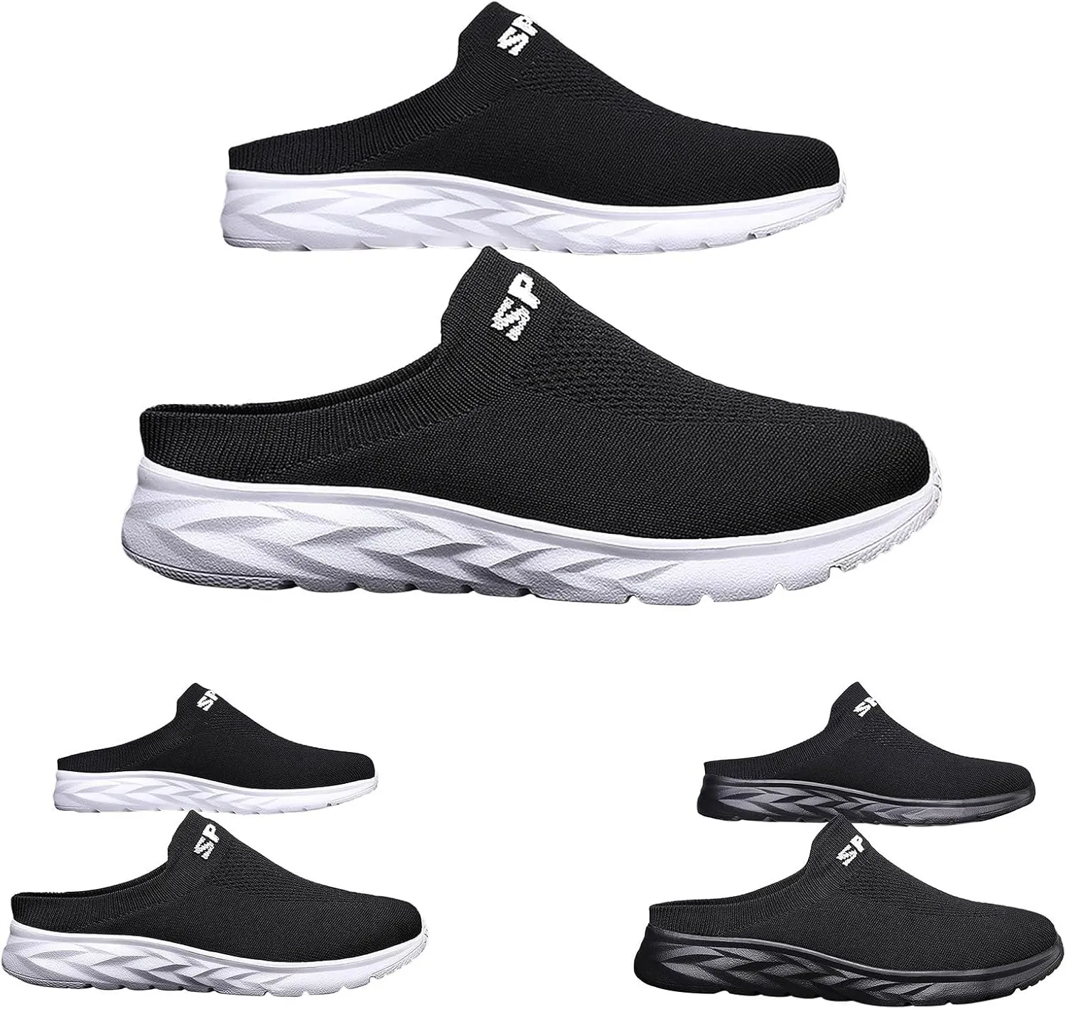Womens Backless Sneakers Mesh Slip-on Mule Shoes Tennis Shoes Womens Loafers Ladies Shoes Casual Wedge Sneakers Black Tennis Shoe Loafers Casual Slip On