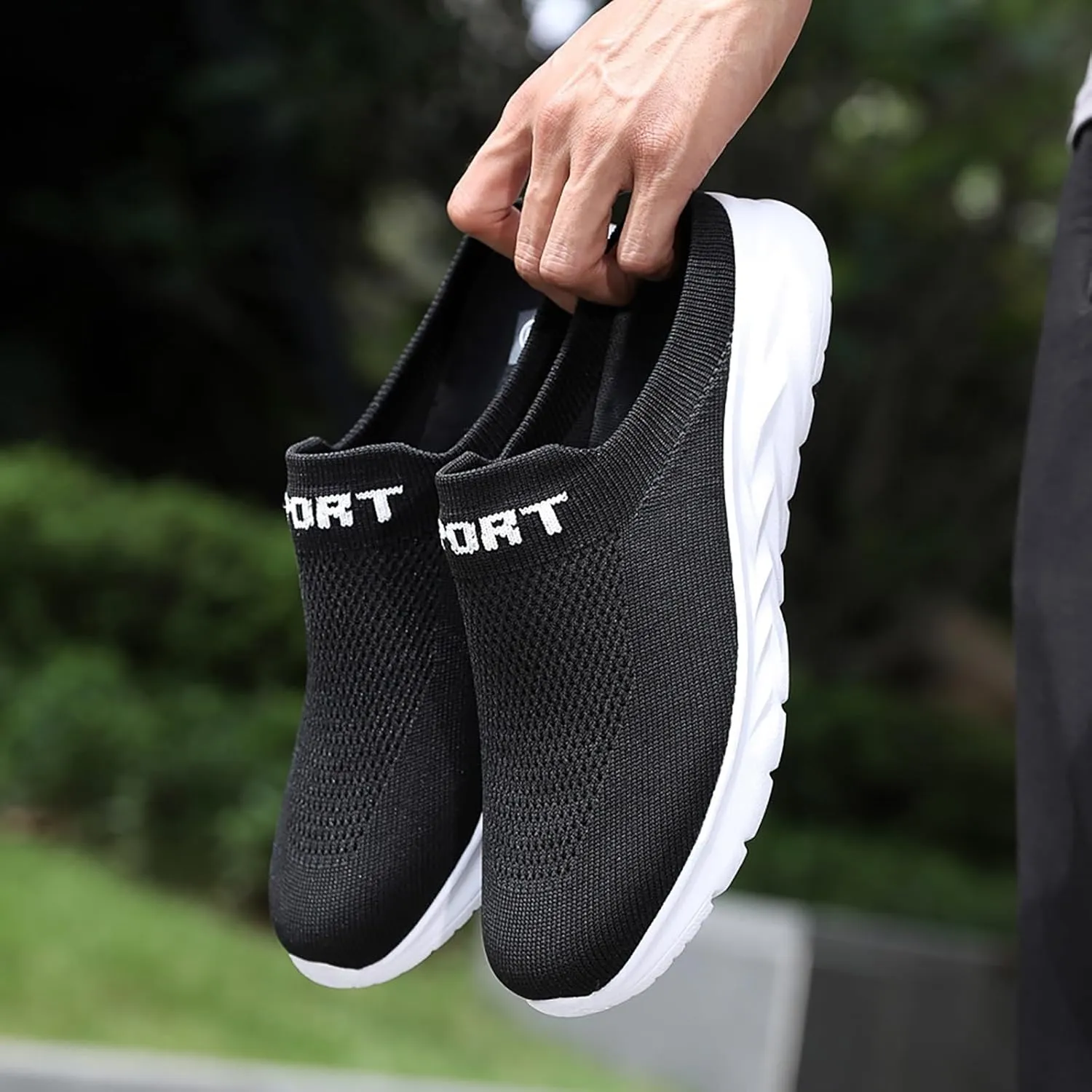 Womens Backless Sneakers Mesh Slip-on Mule Shoes Tennis Shoes Womens Loafers Ladies Shoes Casual Wedge Sneakers Black Tennis Shoe Loafers Casual Slip On