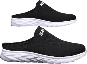 Womens Backless Sneakers Mesh Slip-on Mule Shoes Tennis Shoes Womens Loafers Ladies Shoes Casual Wedge Sneakers Black Tennis Shoe Loafers Casual Slip On