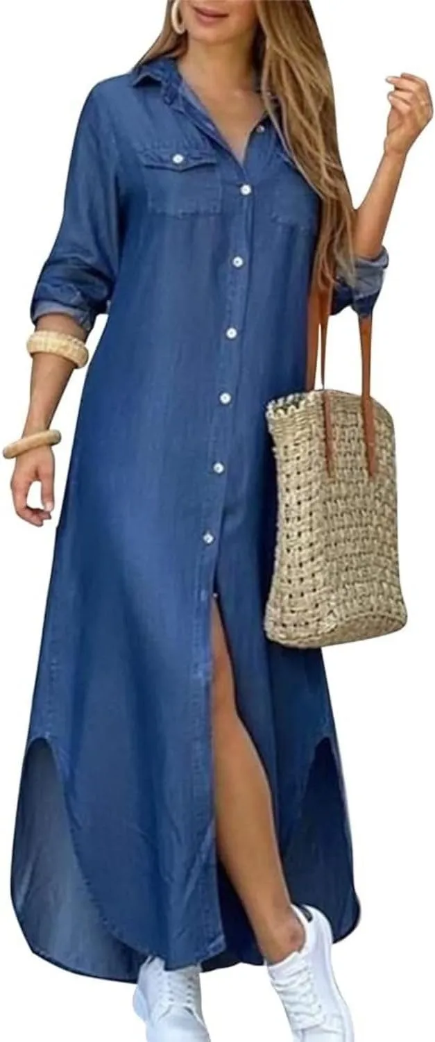 Women's Beach Cover Up Swing Simple Dress Split Sundress Daily Irregular Hem Maxi Dress