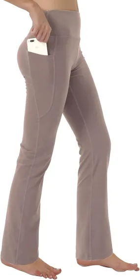 Women's Bootleg Yoga Pants with Hidden Pockets Tummy Control Running Legging Long Bootcut