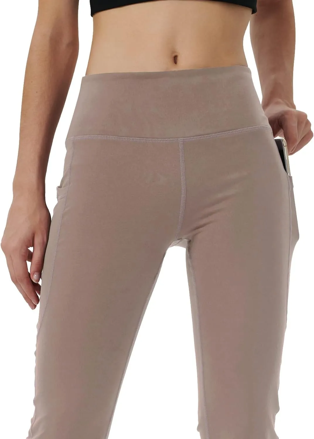 Women's Bootleg Yoga Pants with Hidden Pockets Tummy Control Running Legging Long Bootcut