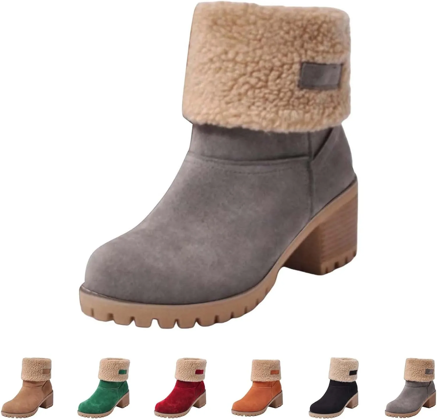 Womens Boots 2024 Winter Warm Snow Boots Ladies Casual Fashion Booties Ankle Boots Womens Mid Calf Boots