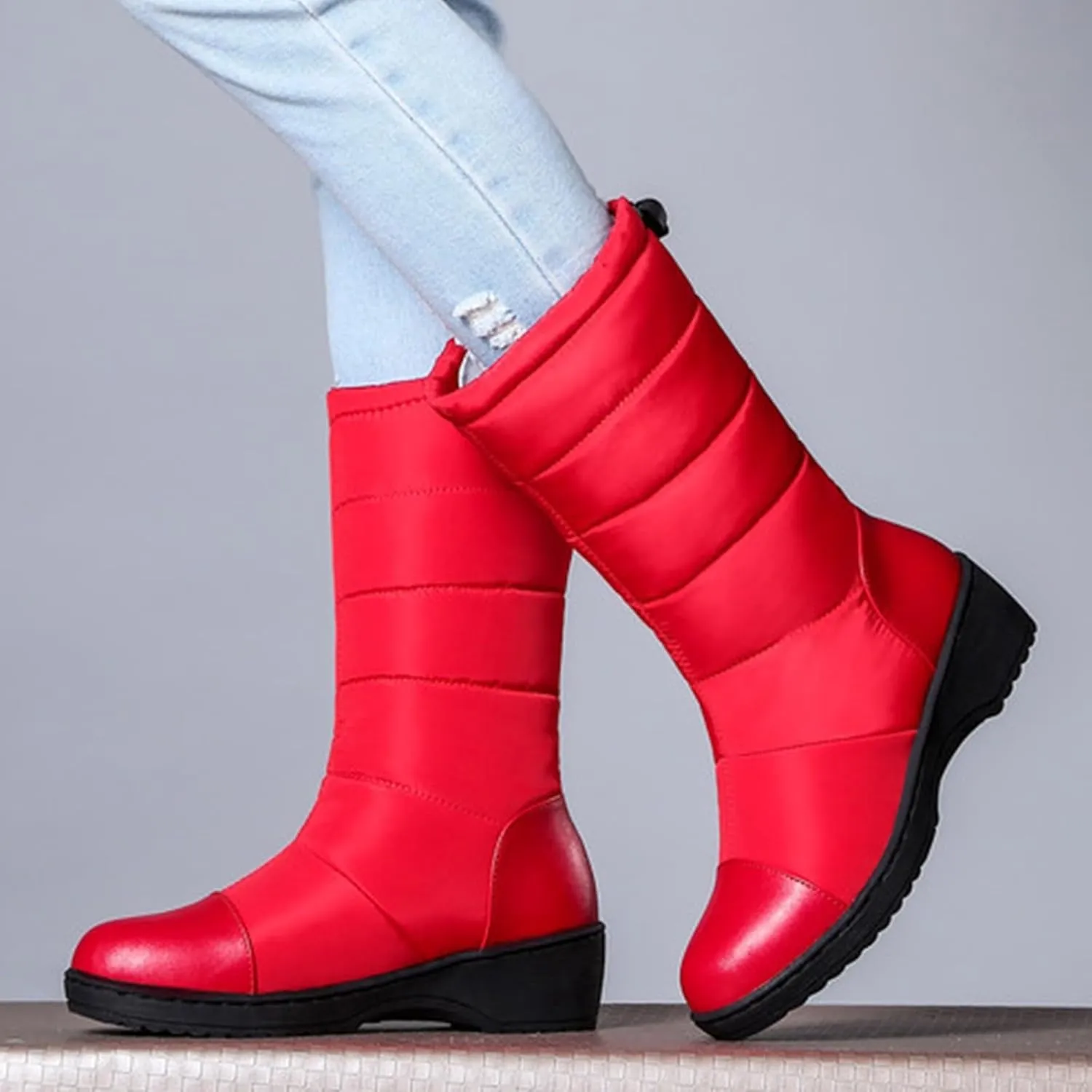 Womens Boots Winter Womens Boots Mid Calf Winter Boots Warm Snow Boots Comfortable Outdoor Thick Bottom Flat Snow Boots