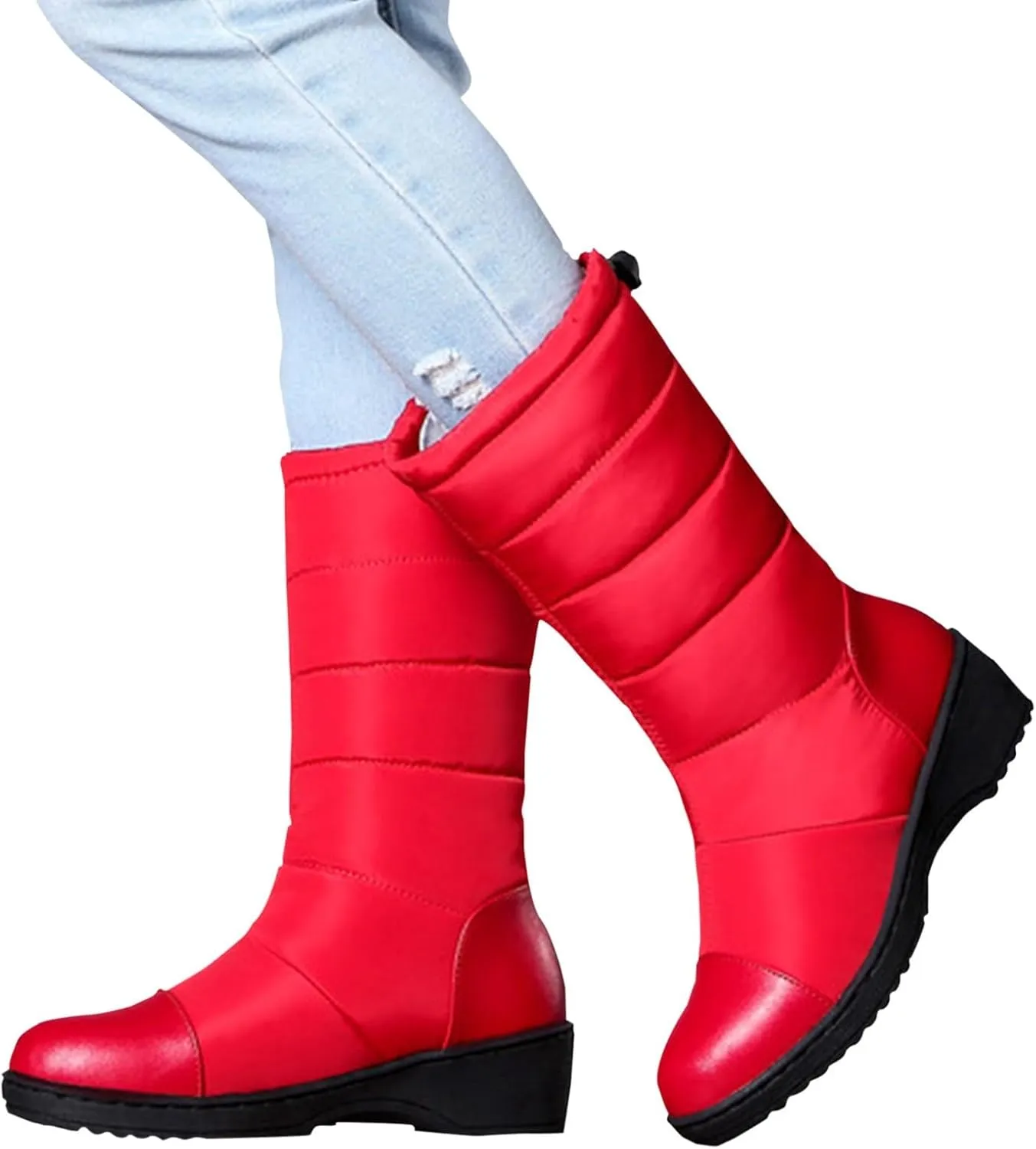 Womens Boots Winter Womens Boots Mid Calf Winter Boots Warm Snow Boots Comfortable Outdoor Thick Bottom Flat Snow Boots