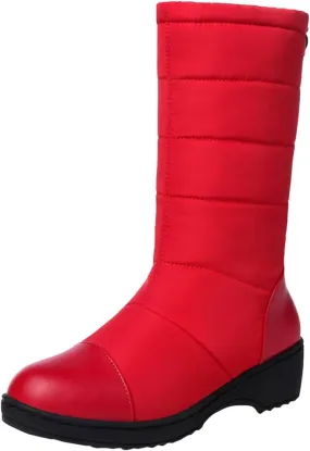 Womens Boots Winter Womens Boots Mid Calf Winter Boots Warm Snow Boots Comfortable Outdoor Thick Bottom Flat Snow Boots