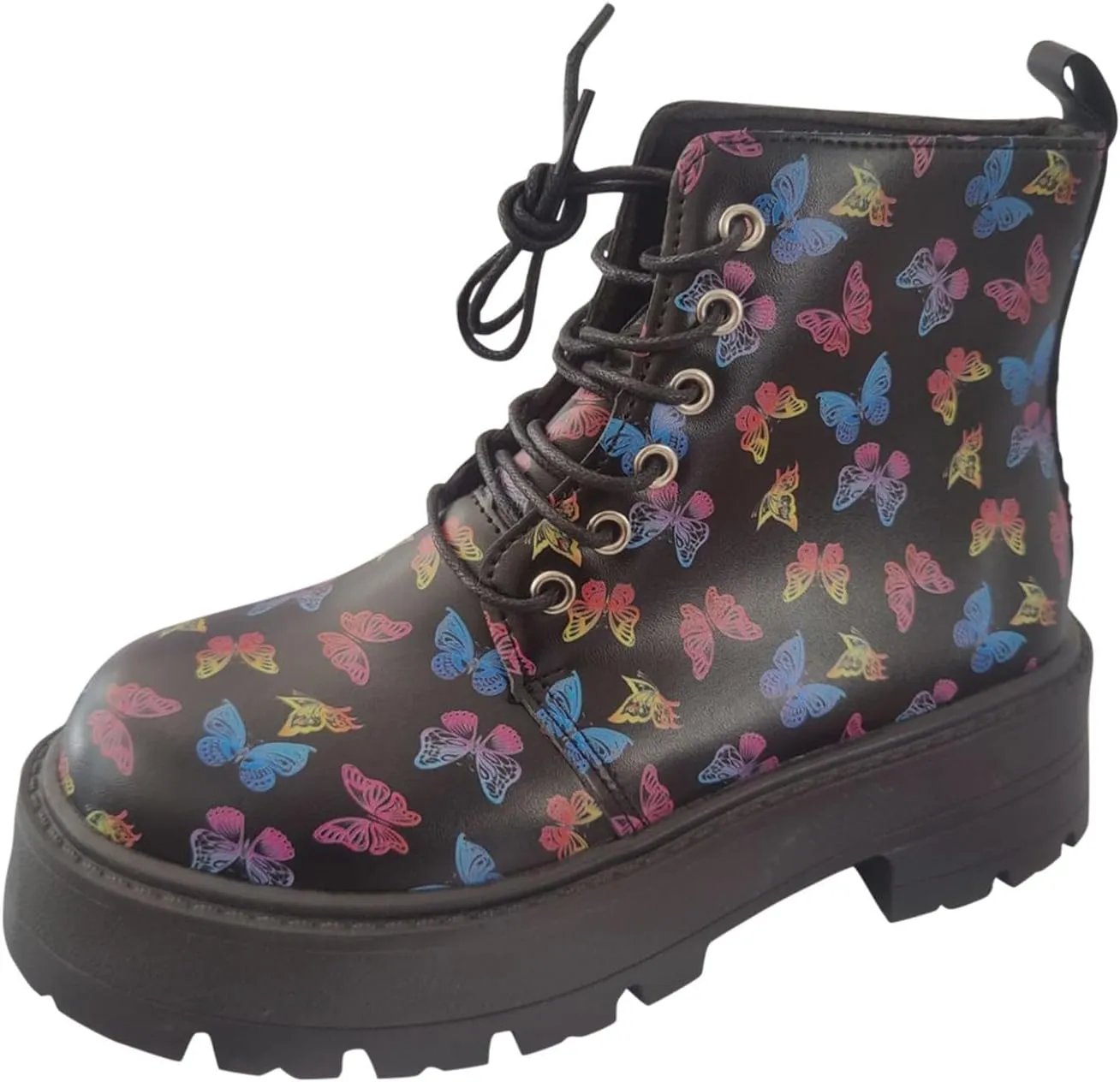 Womens Boots Women's Y2K Butterfly Lace-Up Combat Boots Thick Platform Gothic Halloween Bootie For Ladies