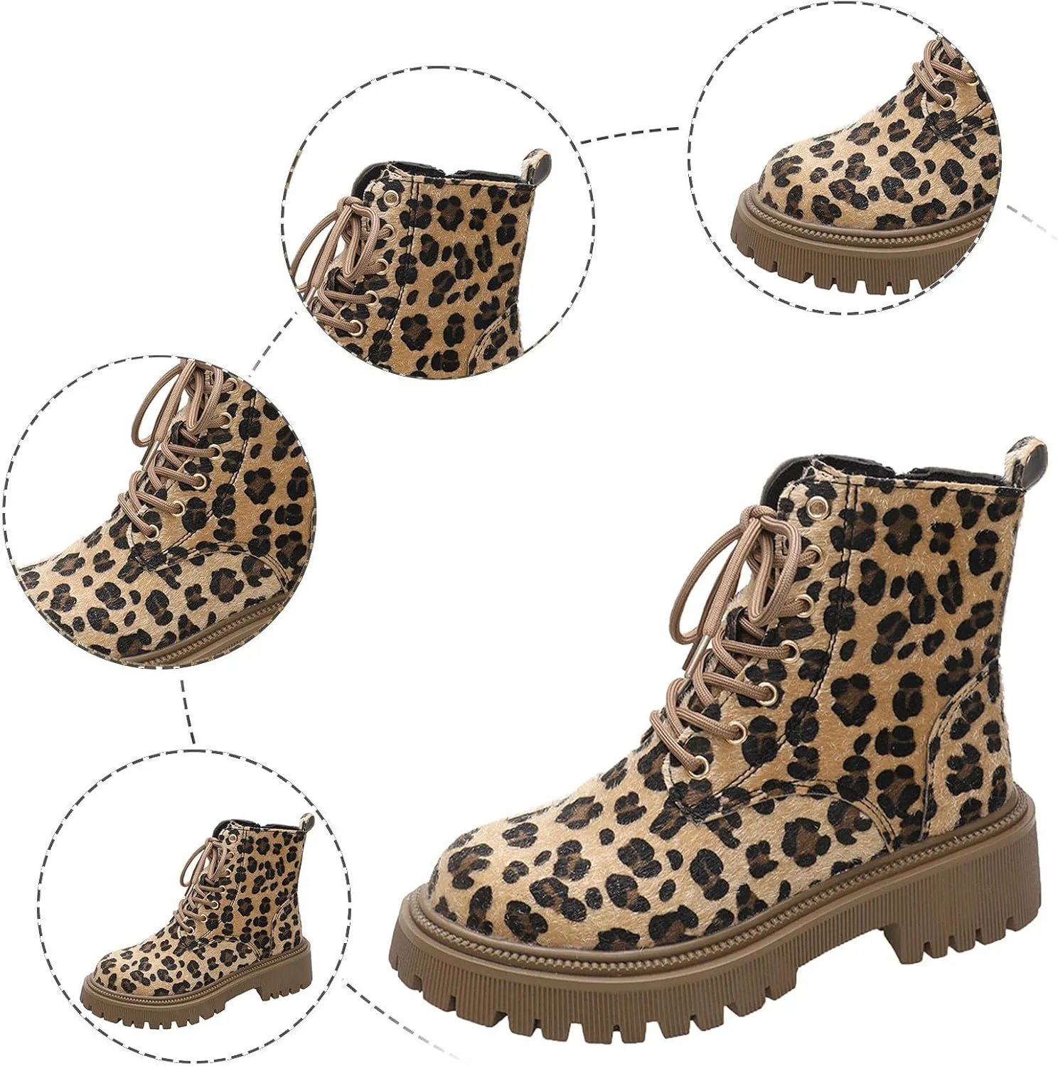 Womens Boots Women's Y2K Leopard Print Lace-Up Combat Boots Thick Platform Gothic Halloween Bootie Non-Slip