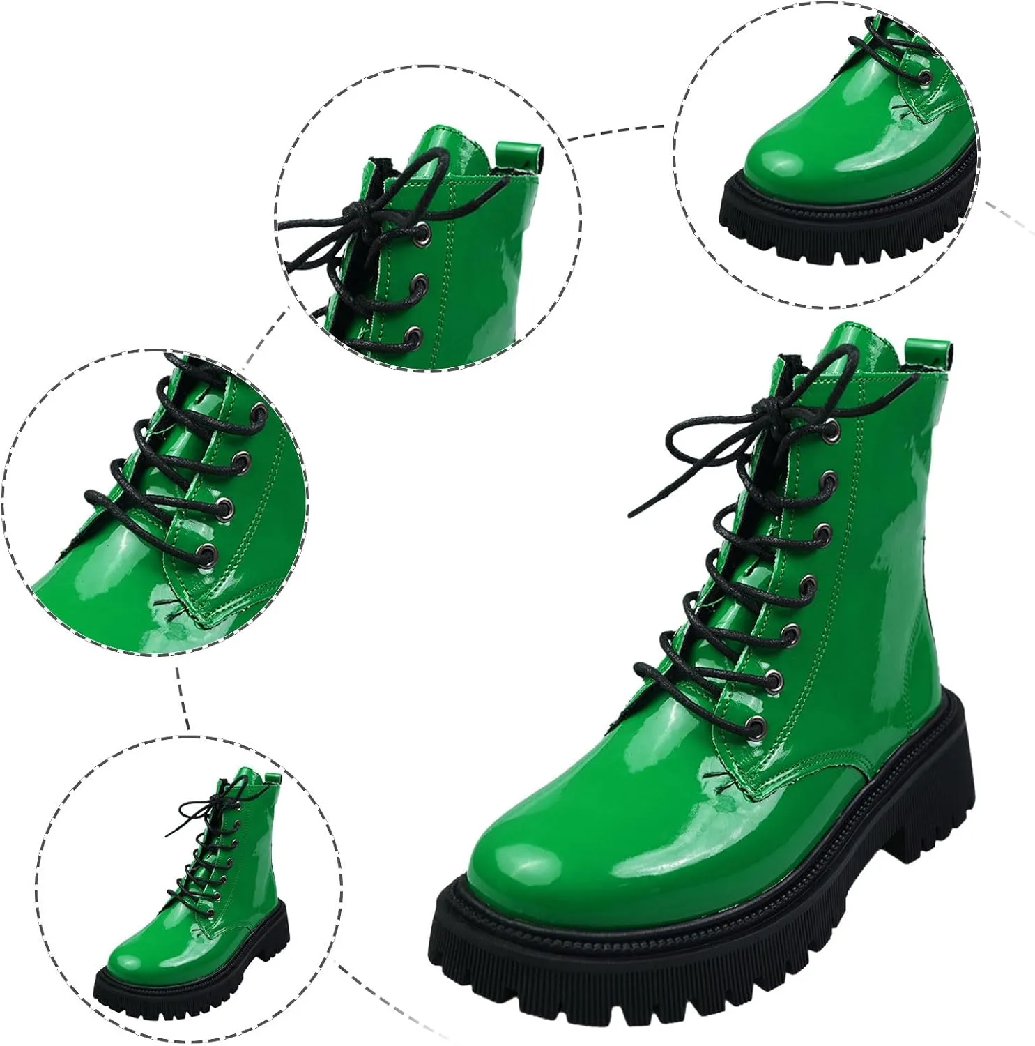Womens Boots Women's Y2K Lug Sole Lace-Up Combat Boots Side Zipper Thick Platform Gothic Halloween Booties