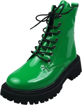 Womens Boots Women's Y2K Lug Sole Lace-Up Combat Boots Side Zipper Thick Platform Gothic Halloween Booties