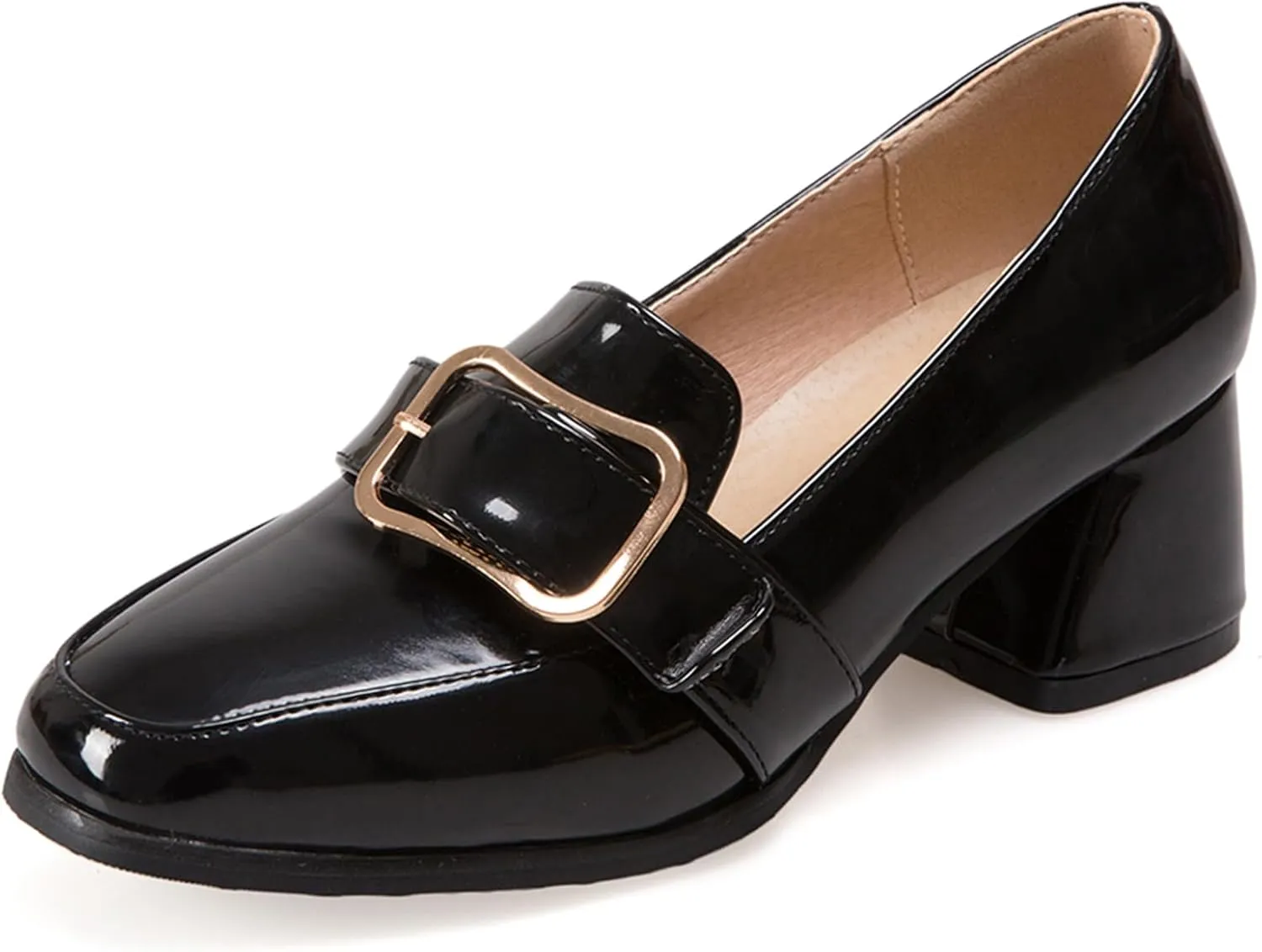 Womens Casual Loafers Slip On Block Heel Shoes