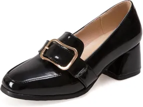 Womens Casual Loafers Slip On Block Heel Shoes