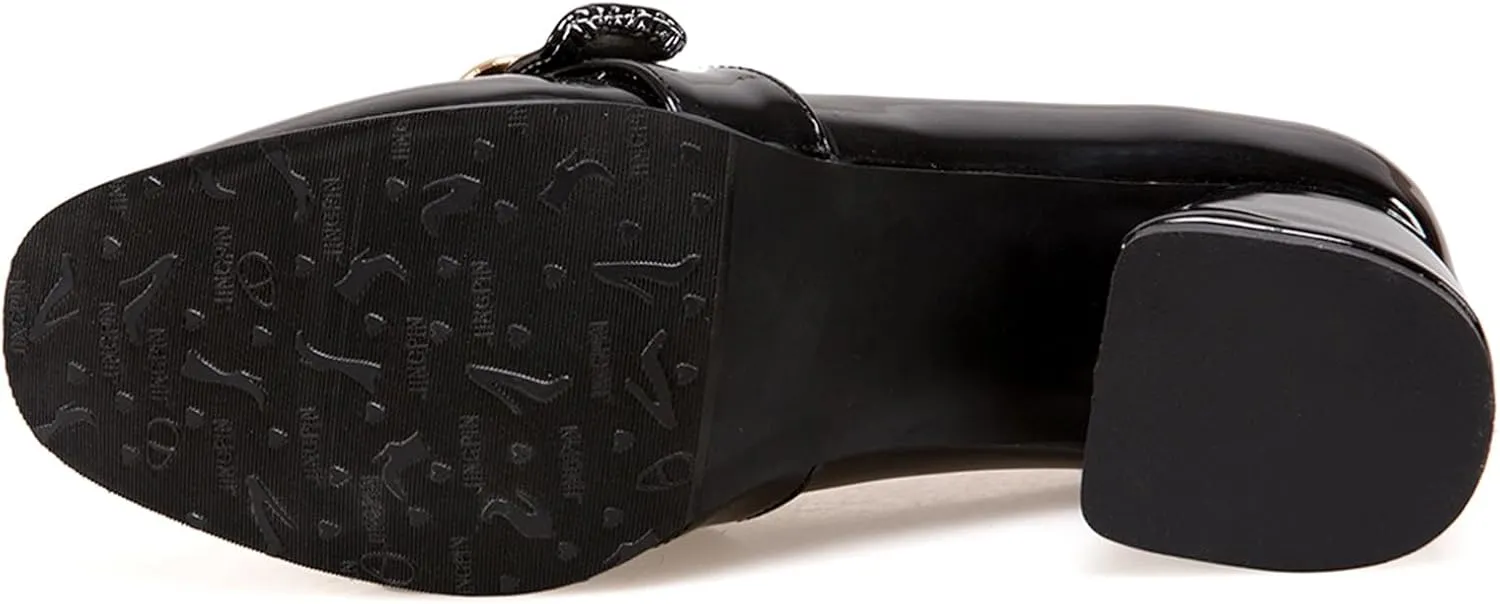 Womens Casual Loafers Slip On Block Heel Shoes