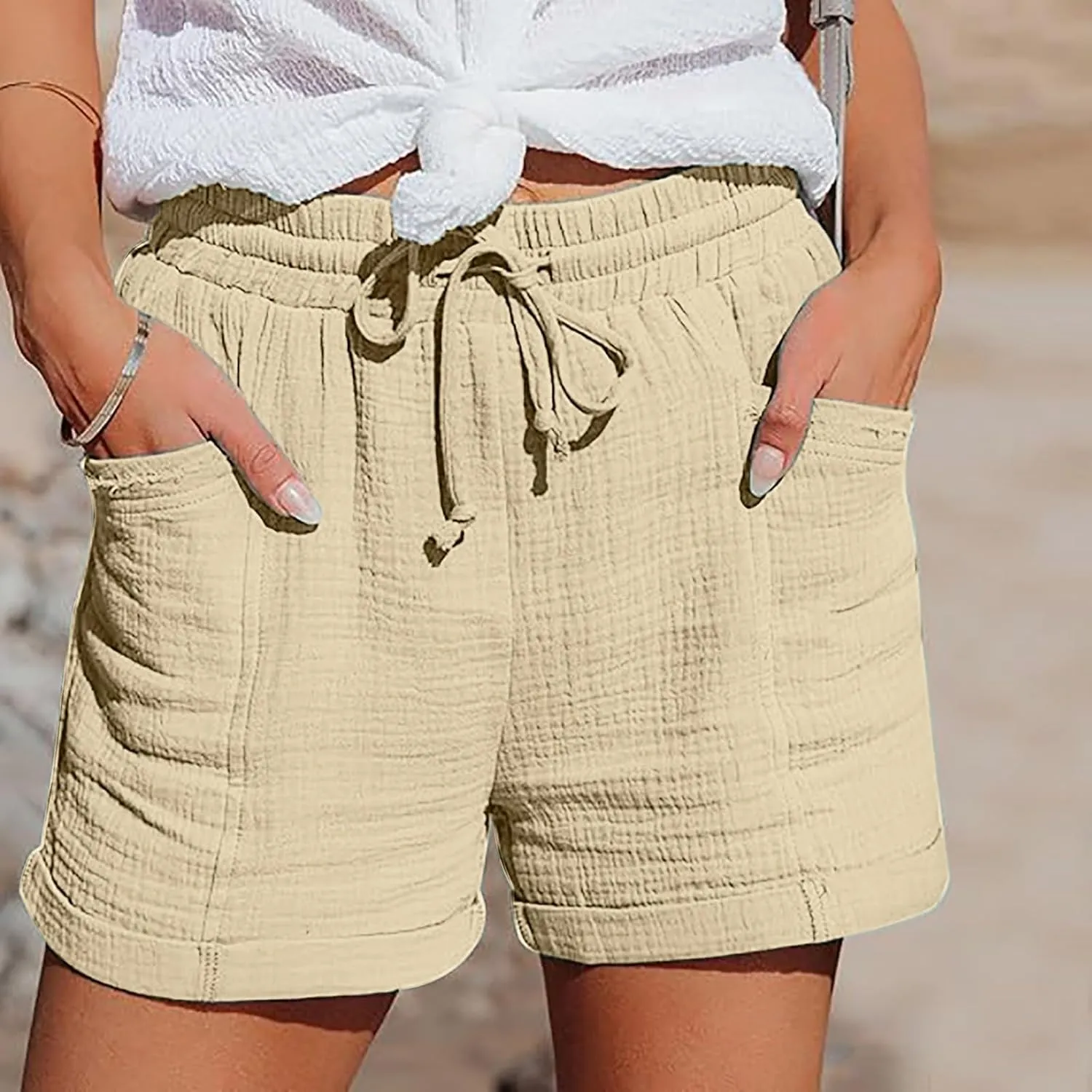 Womens Casual Shorts High Waist Pants Straight Leg Sports Casual Loose Shorts Womens Bicycling Shorts 2025
