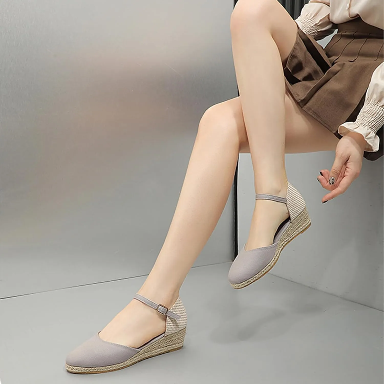 Womens Closed Toe Espadrille Shoes Ankle Strap Dressy Platform Wedge Sandals Casual Dressy Summer Platform Shoes