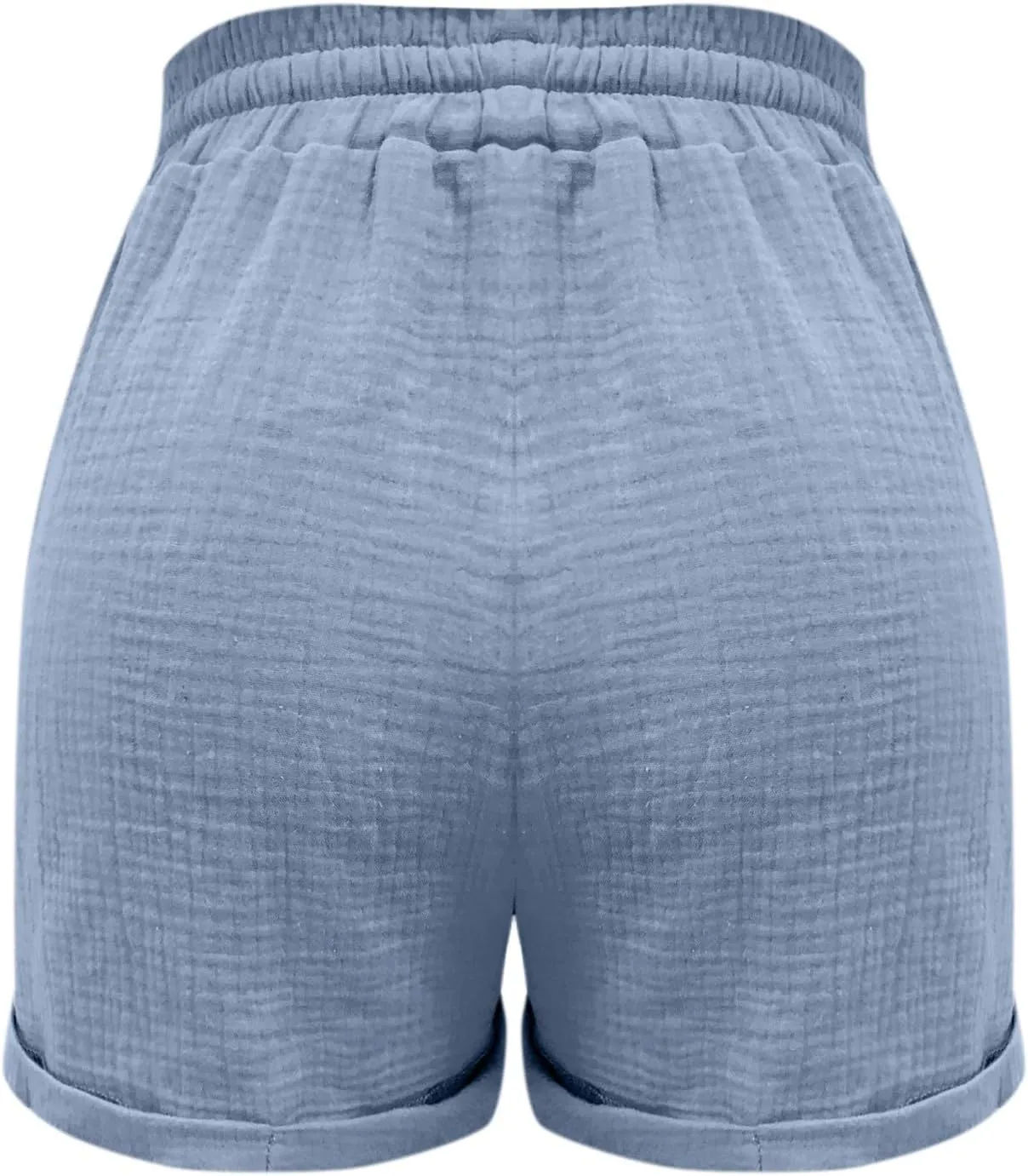 Womens Cotton Shorts, Linen Shorts for Women Summer Casual Shorts Drawstring Elastic Waist Beach Hiking Shorts