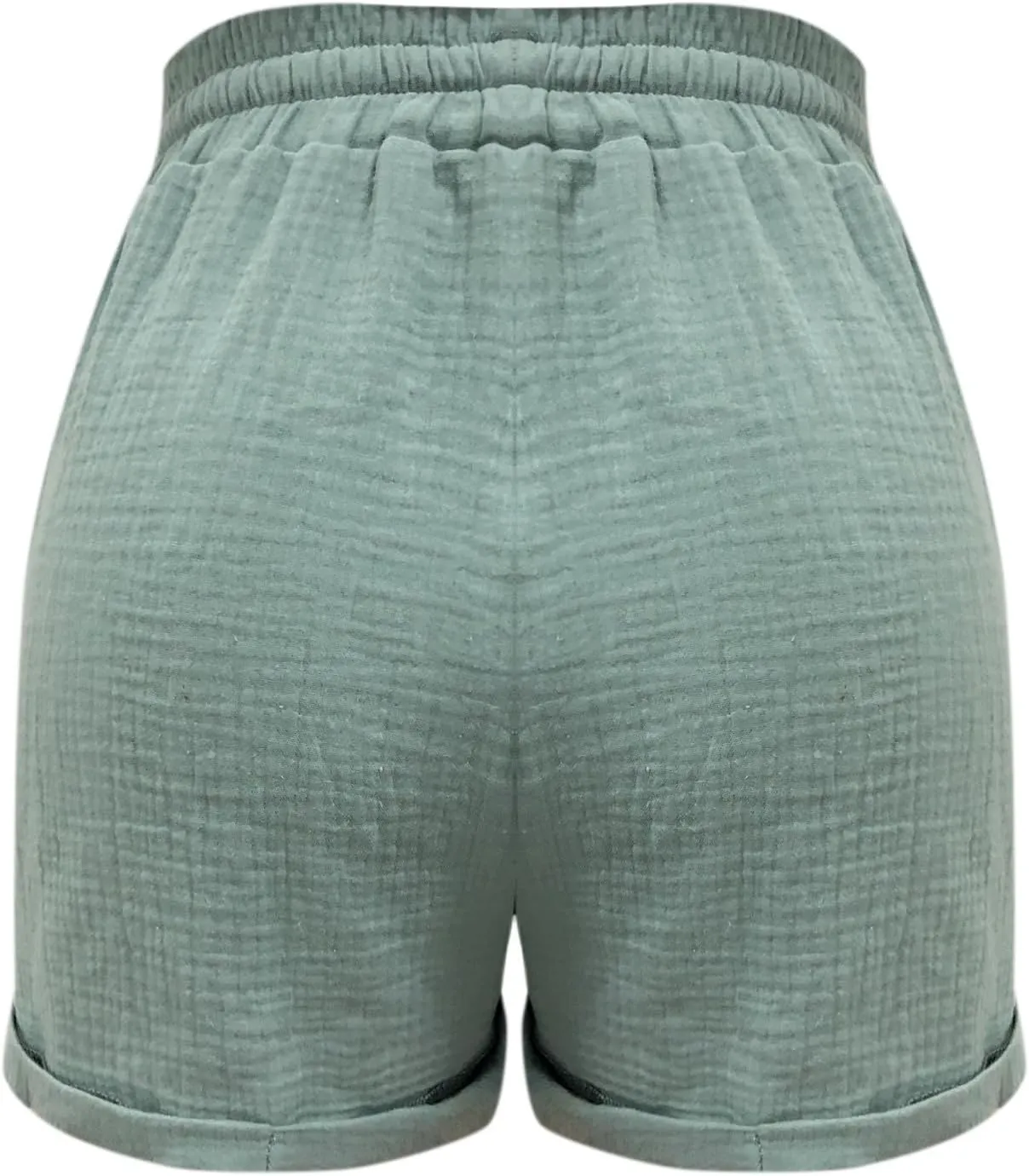 Womens Cotton Shorts, Linen Shorts for Women Summer Casual Shorts Drawstring Elastic Waist Beach Hiking Shorts
