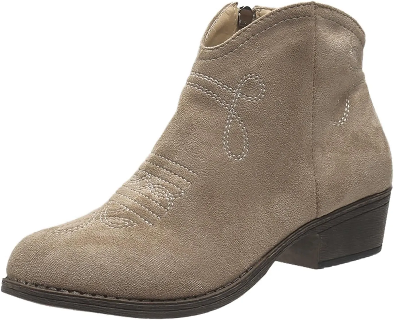 Womens Cowboy Boots Comfortable Chunky Block Heel Round Toe Western Womens Cowboy Boots Ankle Side Zipper Short Cowboy Boots