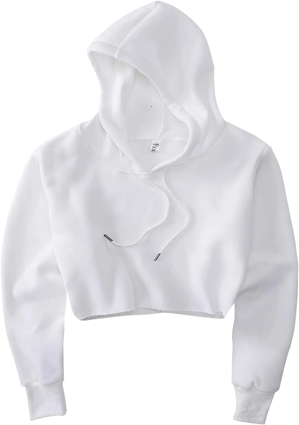 Women's Cropped Hoodie Fleece Long Sleeve Pullover Cut Off Hood Sweatshirt