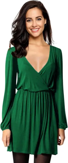 Women's Cross V-Neck Wrap Ruffle Party Mini Dress