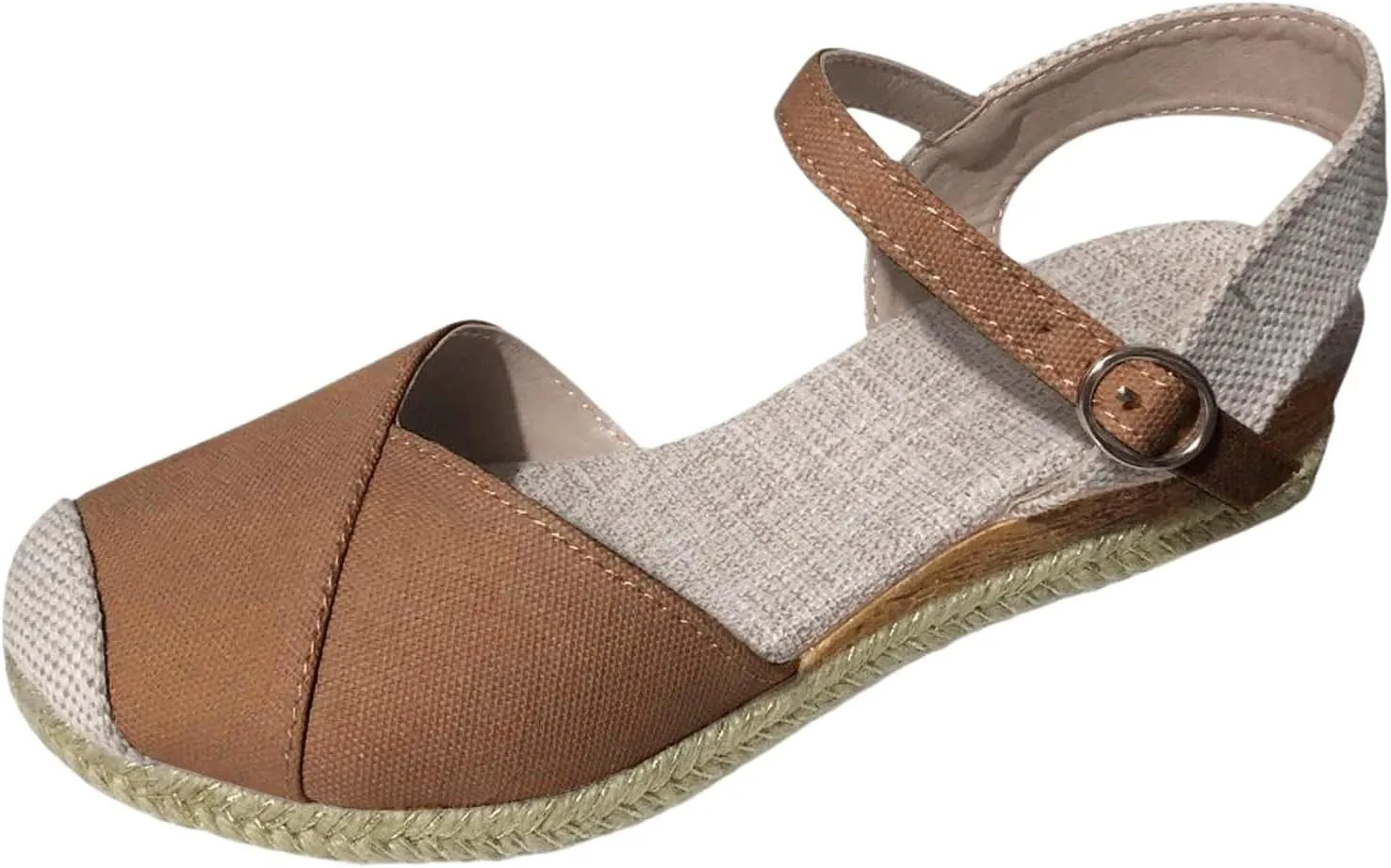 Womens Espadrilles Sandals Platform Closed Toe Ankle Strap Dressy Platform Wedge Sandals Casual Summer Beach Shoes