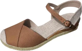 Womens Espadrilles Sandals Platform Closed Toe Ankle Strap Dressy Platform Wedge Sandals Casual Summer Beach Shoes