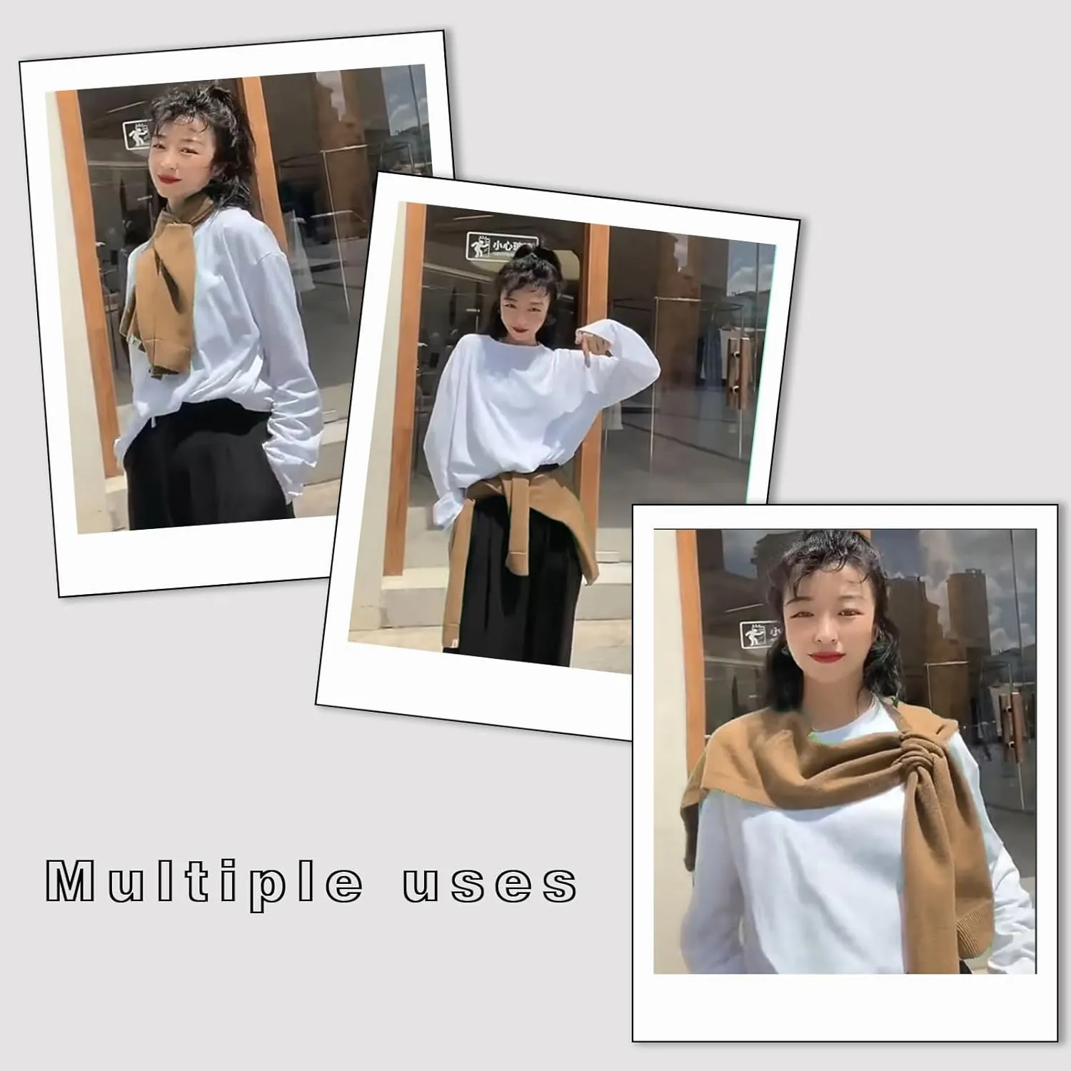 Women's Fashion Knitted Shawl - Khaki Sweater Shawl for Air-Conditioned Rooms