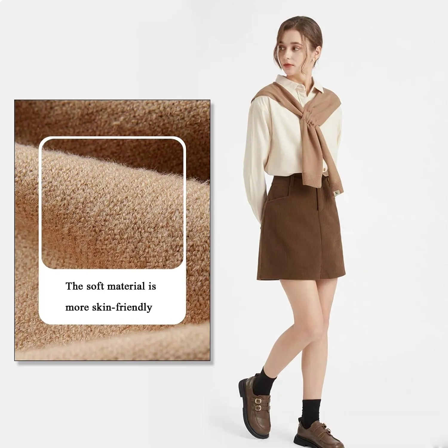 Women's Fashion Knitted Shawl - Khaki Sweater Shawl for Air-Conditioned Rooms