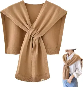 Women's Fashion Knitted Shawl - Khaki Sweater Shawl for Air-Conditioned Rooms