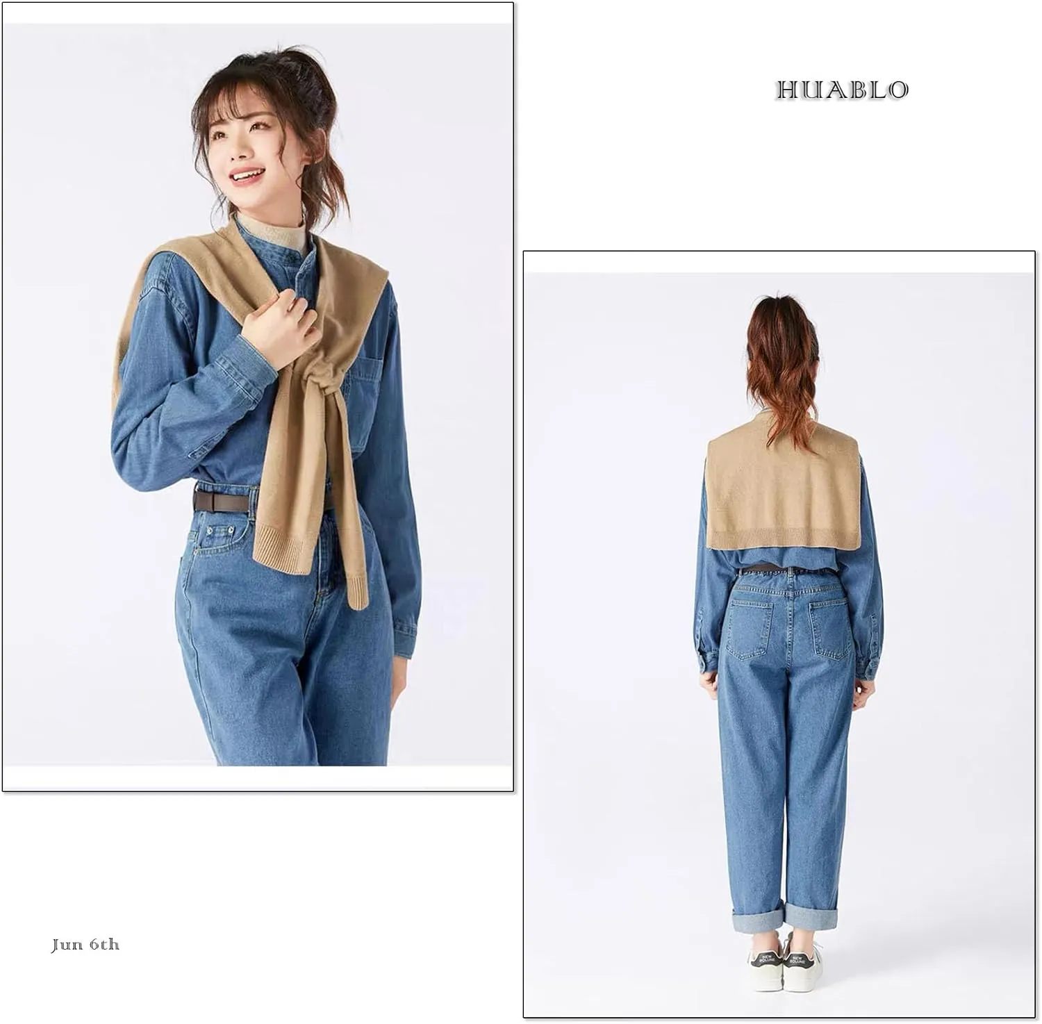 Women's Fashion Knitted Shawl - Khaki Sweater Shawl for Air-Conditioned Rooms